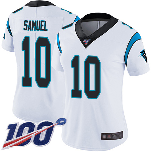 Carolina Panthers Limited White Women Curtis Samuel Road Jersey NFL Football 10 100th Season Vapor Untouchable